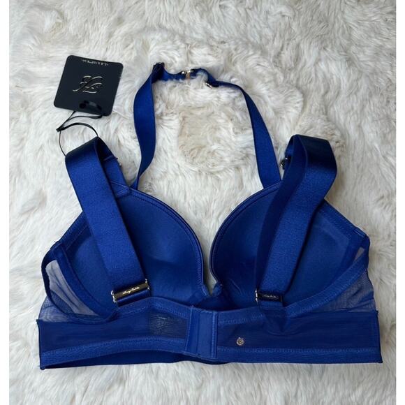 Honey Birdette KEELY💙 Navy Blue & Gold 2 Piece Set 32C & Small Thong - Picture 4 of 9